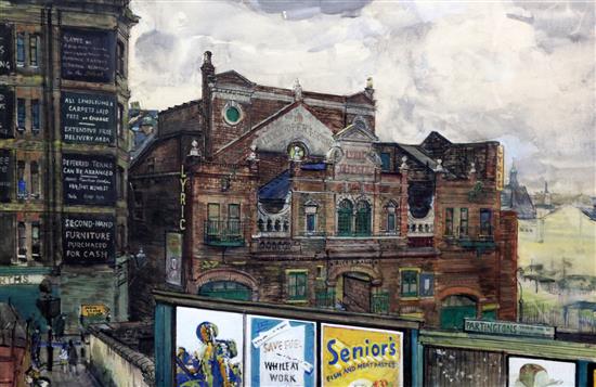 § Ruskin Spear (1911-1990) View of the Lyric Opera House / Theatre, Hammersmith 14.5 x 21.75in.